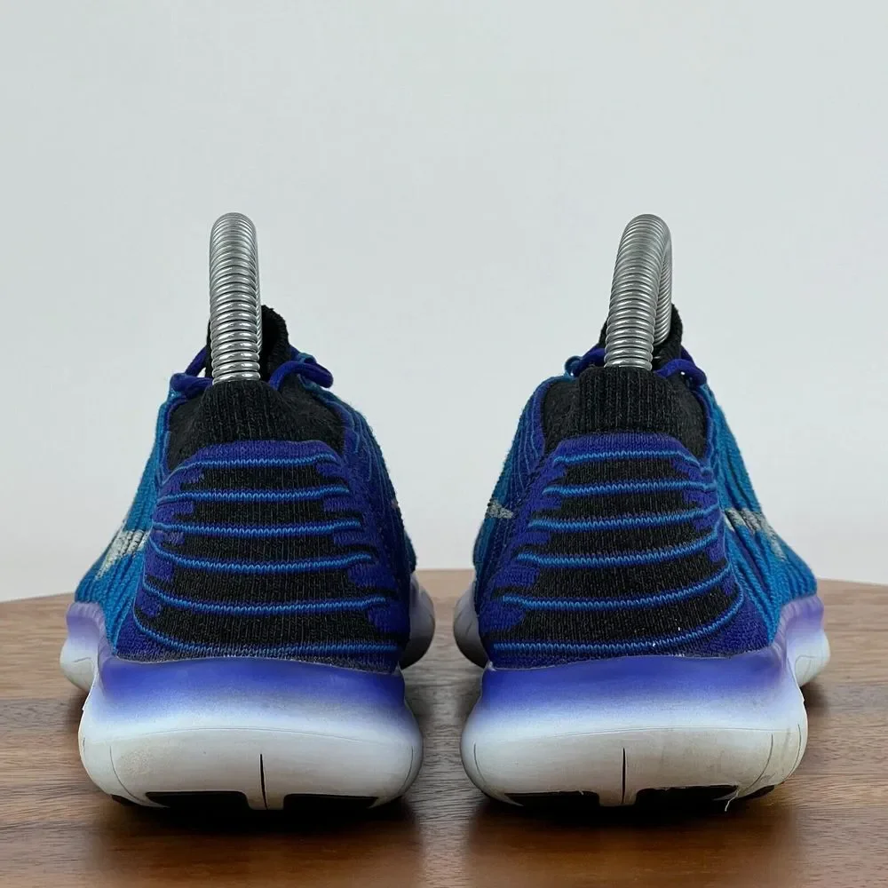 Womens Nike Free RN Motion Flyknit Blue Mid Athletic‎ Shoes Sneakers Size 7.5 M
